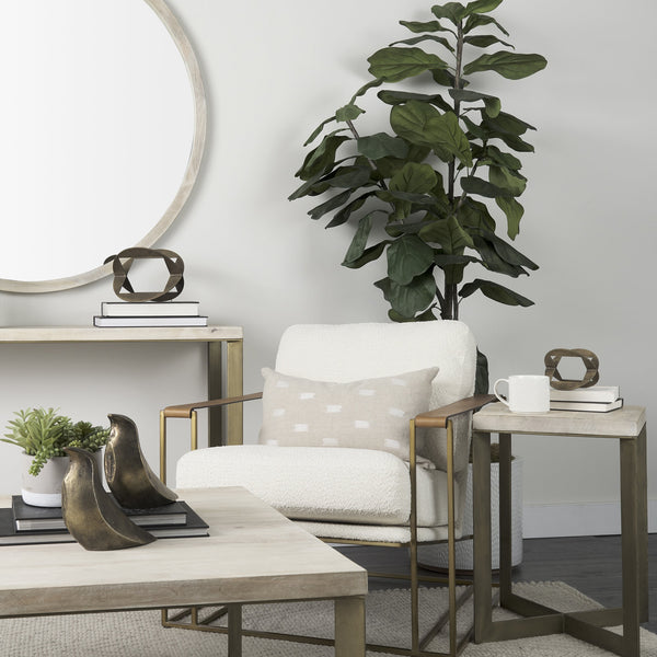 Watson Cream Fabric Wrap Gold Metal Frame Accent Chair