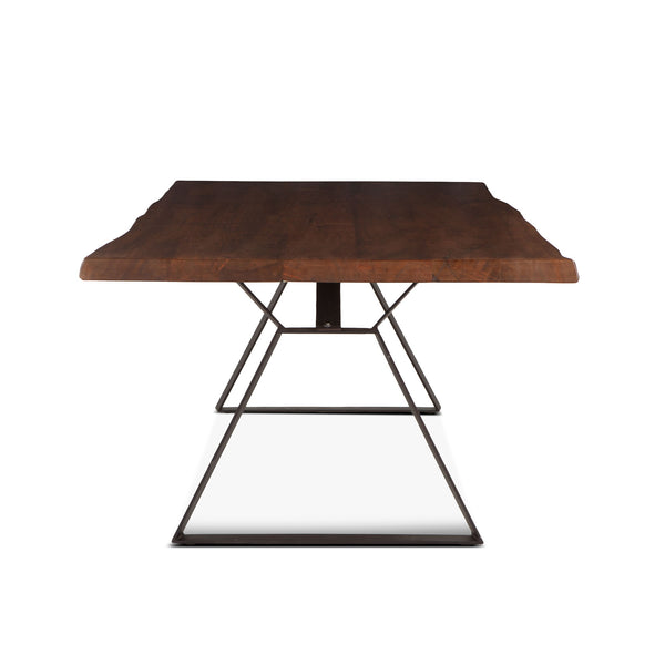 London Loft 106-Inch Acacia Wood Live Edge Dining Table in Walnut Finish