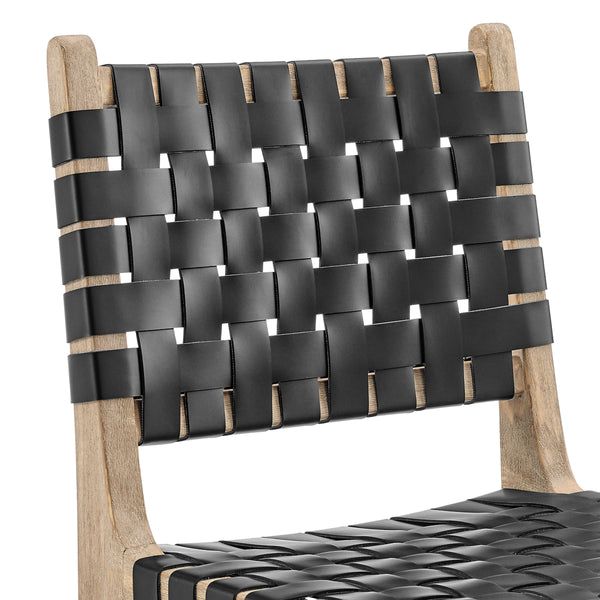 Marco Faux Leather Counter Stool Drift Wood Frame, Black 