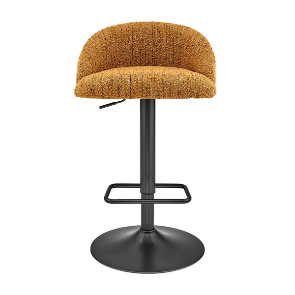 Jorrell KD Boucle Gaslift Swivel Bar Stool, Zenith Mustard
