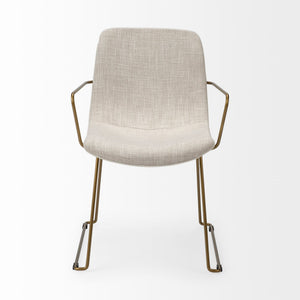 Sawyer II Beige Fabric Wrap Gold Metal Frame Dining Chair