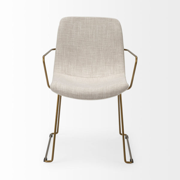 Sawyer II Beige Fabric Wrap Gold Metal Frame Dining Chair