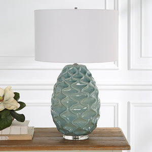 Laced Up Sea Foam Glass Table Lamp