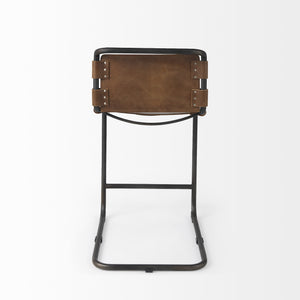 Berbick 20.5 x 24.75 x 39 Medium Brown Leather W/ Iron Frame Counter Stool