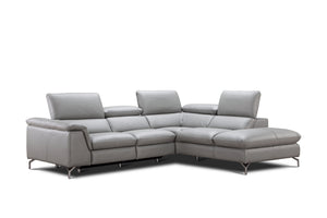 Michele Premium Leather Sectional in Right Hand Facing Chaise