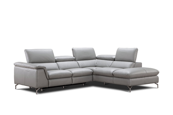 Michele Premium Leather Sectional in Right Hand Facing Chaise