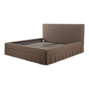 Moe's Maren Queen Bed with Pleated Base in Brown