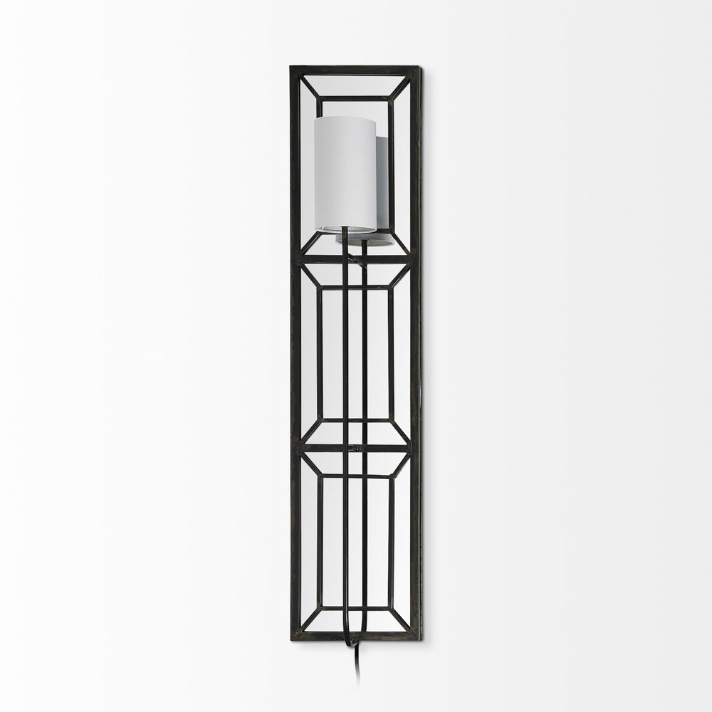 Noah 12.2x55 Black Metal w/White Fabric Shade Rectangular Wall Sconce