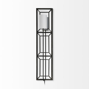 Noah 12.2x55 Black Metal w/White Fabric Shade Rectangular Wall Sconce