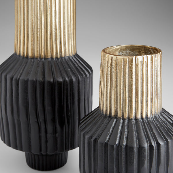 Allumage Vase in Matt Black and Gold