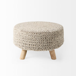 Bina  24.0L x 24.0W x 14.0H Light Gray 4 Legged Wool Stool