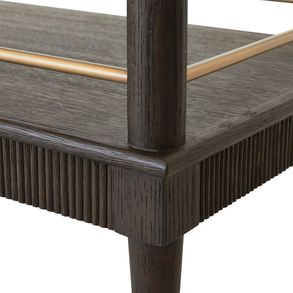 CLASSIC BAR CART WITH FLUTED DETAIL IN ESPRESSO OAK