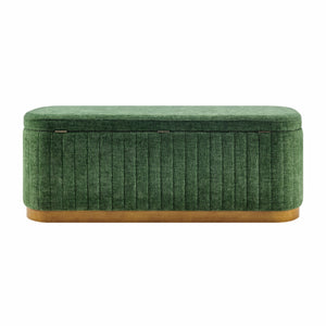 Clinton Chenille Storage Bench, Seneca Green 