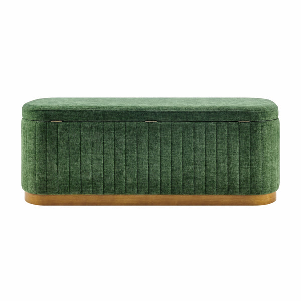 Clinton Chenille Storage Bench, Seneca Green 
