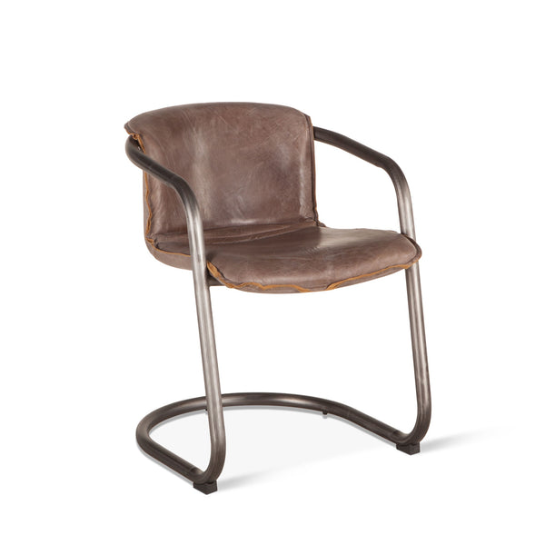 Portofino Distressed Jet Brown Leather Dining Chair
