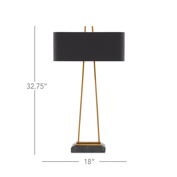 Adorn Large Table Lamp In Antique Brass & Black