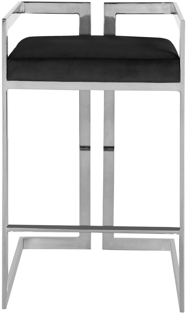 Winifred Stool In Black Velvet and Chrome