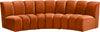Lynda 3pc. Modular Sectional In Cognac Velvet