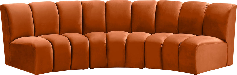 Lynda 3pc. Modular Sectional In Cognac Velvet