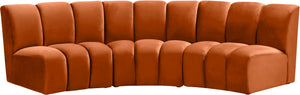 Lynda 3pc. Modular Sectional In Cognac Velvet