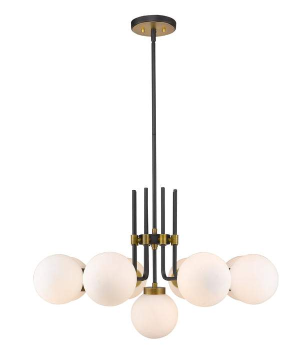Parsons 9 Light Chandelier in Matte Black + Olde Brass Finish
