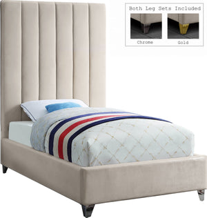 Glenda Twin Bed In Cream Velvet