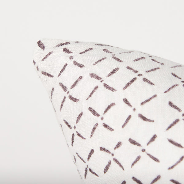 Jayden Cream w/ Merlot Print Linen Square Decorative Pillow Cover