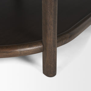 Romi Dark Brown Wood w/ Bottom Shelf Oval Coffee Table