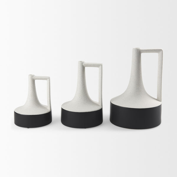 Burton 11.6H Medium White and Black Ceramic Jug Vase