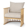 Kopari Beige Fabric W/Light Brown Wood Accent Chair