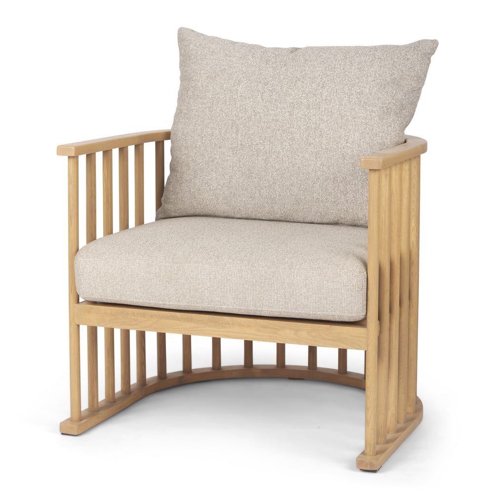 Kopari Beige Fabric W/Light Brown Wood Accent Chair
