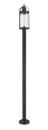 Roundhouse 1 Light Outdoor Post Mounted Fixture in Black Finish