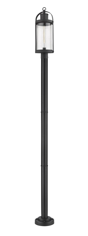 Roundhouse 1 Light Outdoor Post Mounted Fixture in Black Finish
