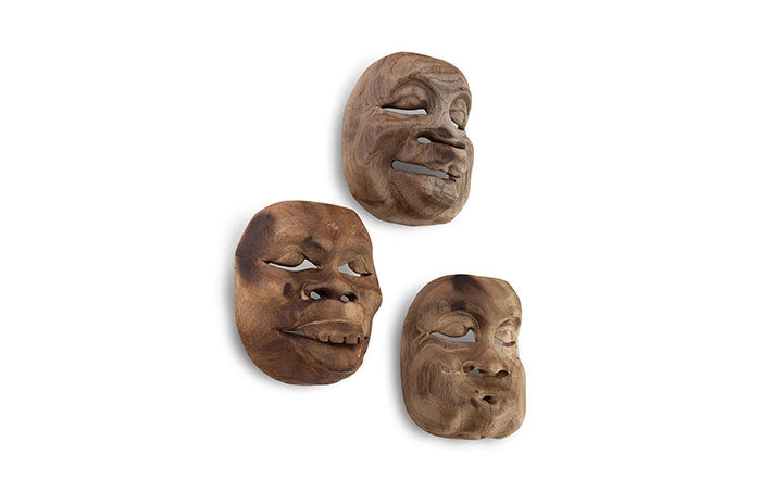 Indonesian Masks, Assorted, Gray Stone Effect