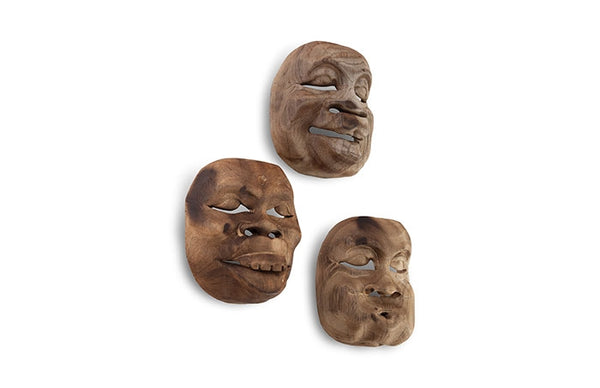 Indonesian Masks, Assorted, Gray Stone Effect