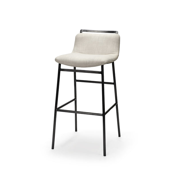 Kavalan 33.5" Total Height Beige Upholstered Seat Gray Metal Frame Counter Stool