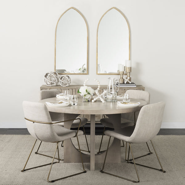 Sawyer I Beige Fabric Seat Gold Metal Frame Dining Chair
