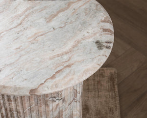 Nordens Marble Round End Table - Rusty Gray
