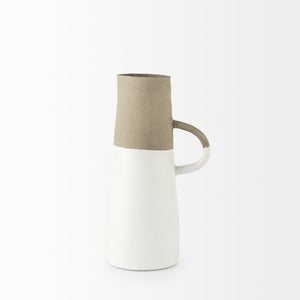 Garand Medium 15H Two-Toned White Natural Ceramic Jug