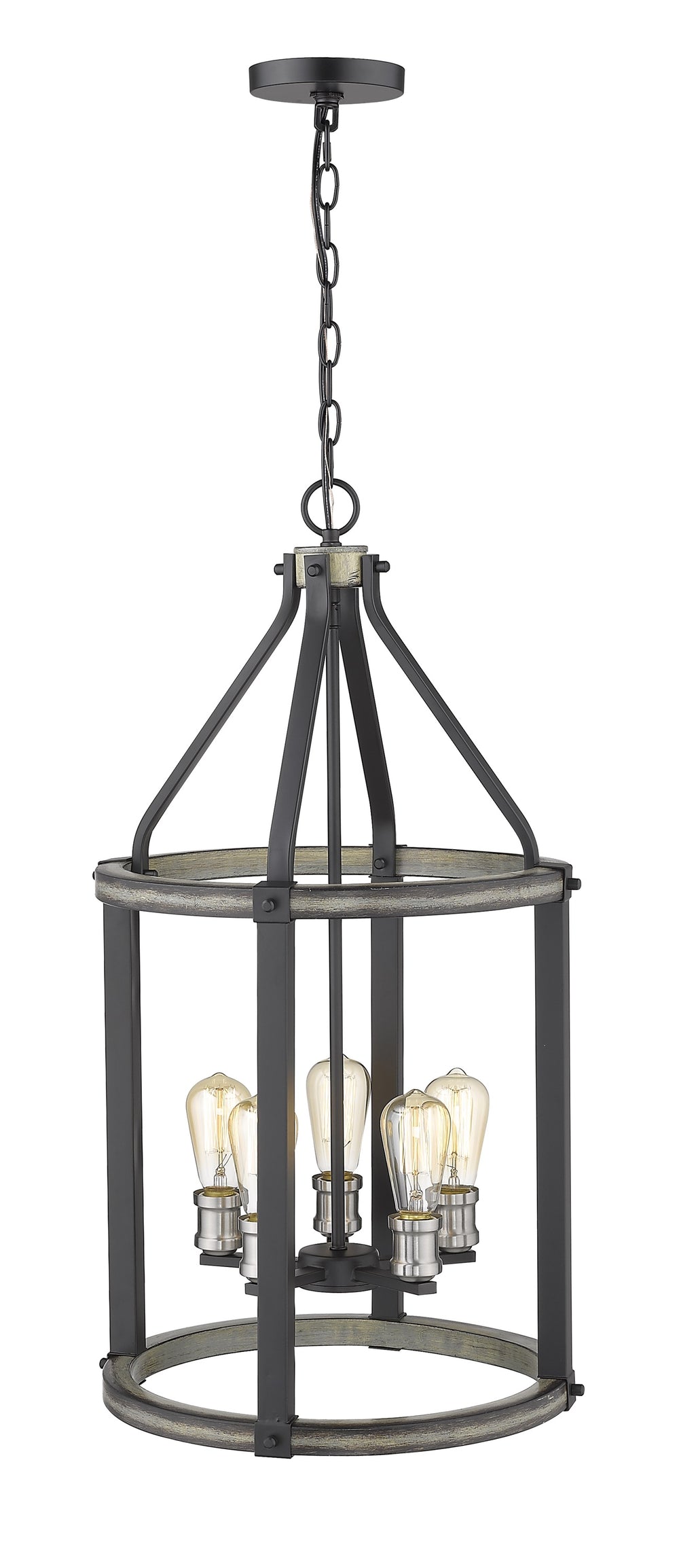 Kirkland 5 Light Pendant in Ashen Barnboard Finish