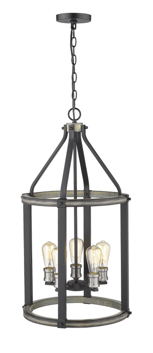 Kirkland 5 Light Pendant in Ashen Barnboard Finish