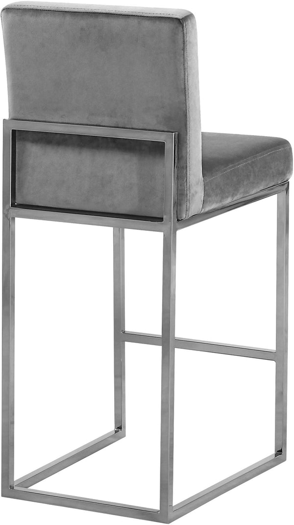 Joanna Stool In Grey Velvet and Chrome