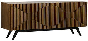 Illusion Dark Walnut Sideboard with Matte Black Industrial Steel Base