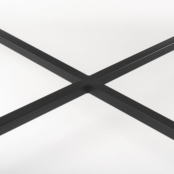 Lucas 30x30 White Marble Top Black Metal Base Coffee Table