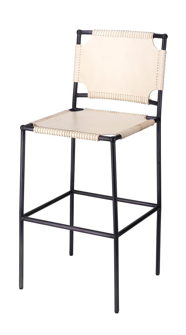 Asher Leather Bar Stool, White
