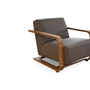 Moe's Eckersley Lounge Chair in Cool Brown Leather