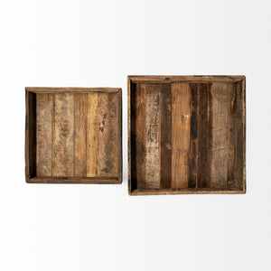 Carson (Large) 30L x 30W Brown Reclaimed Wood Tray