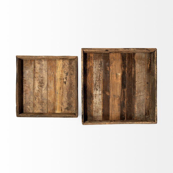 Carson (Large) 30L x 30W Brown Reclaimed Wood Tray