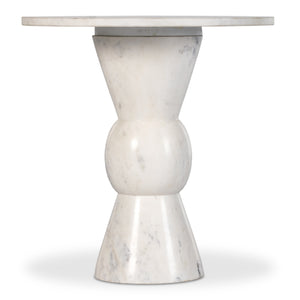 Fox End Table In Polished White Marble