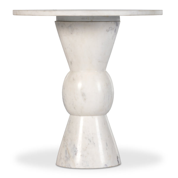 Fox End Table In Polished White Marble